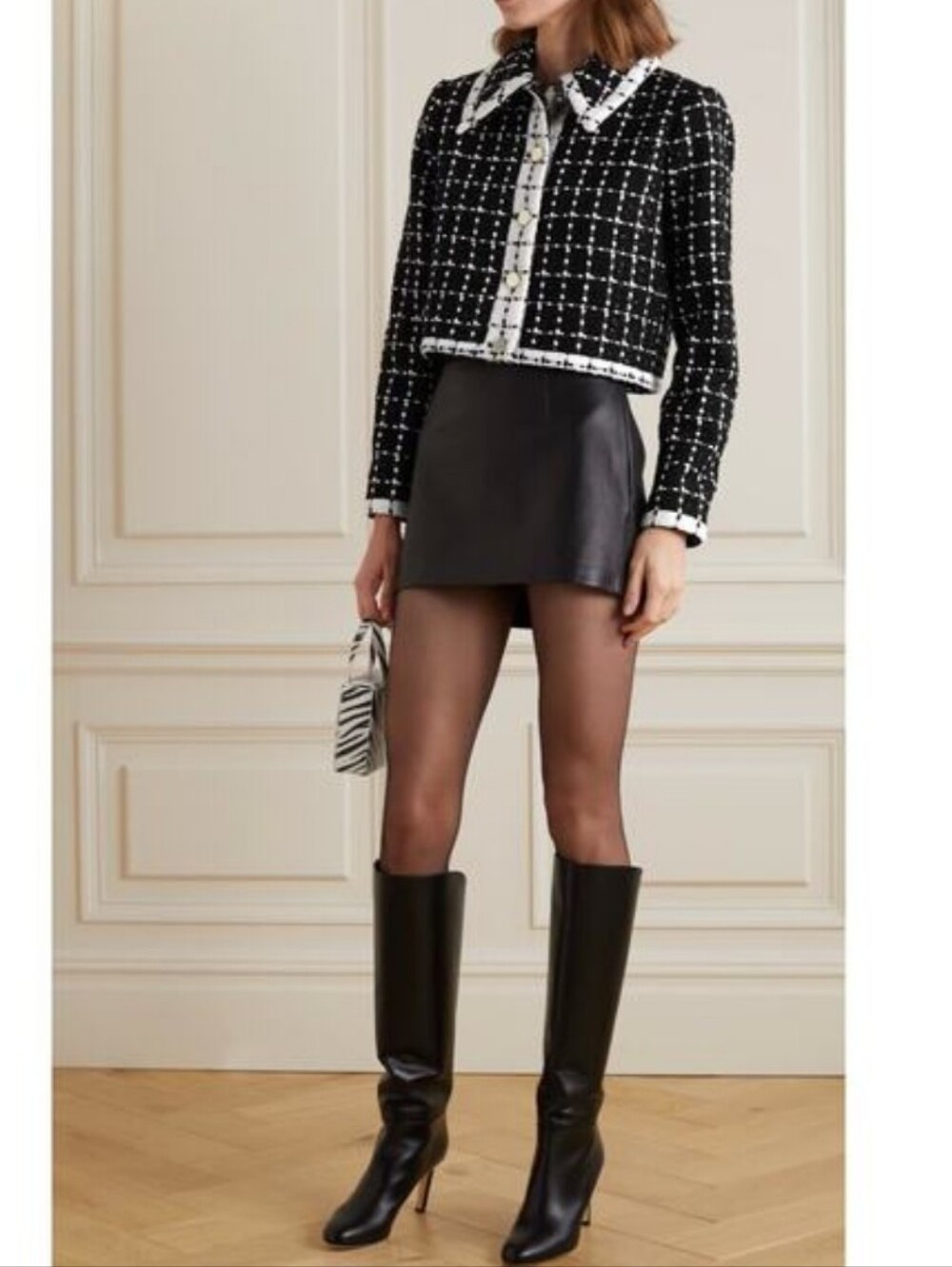 Alice and Olivia Renae Cropped Metallic Bouclé-Tweed Jacket Women's XS Office
